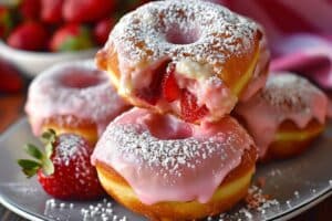 Strawberry Cheesecake Stuffed Donuts Recipe
