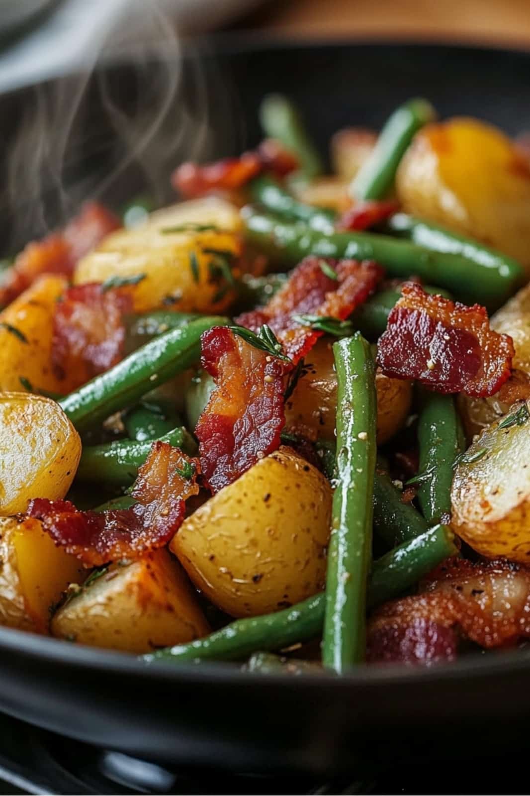 This Country Ranch Green Beans and Potatoes with Bacon recipe combines crispy bacon, tender veggies, and ranch seasoning for a hearty, comforting side dish perfect for any meal.