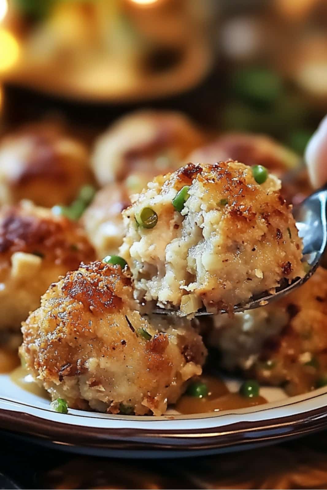 These Turkey Stuffing Balls are a great way to use up leftover turkey and mashed potatoes from Thanksgiving! They're crispy on the outside, soft on the inside, and perfect for dipping in gravy or cranberry sauce.