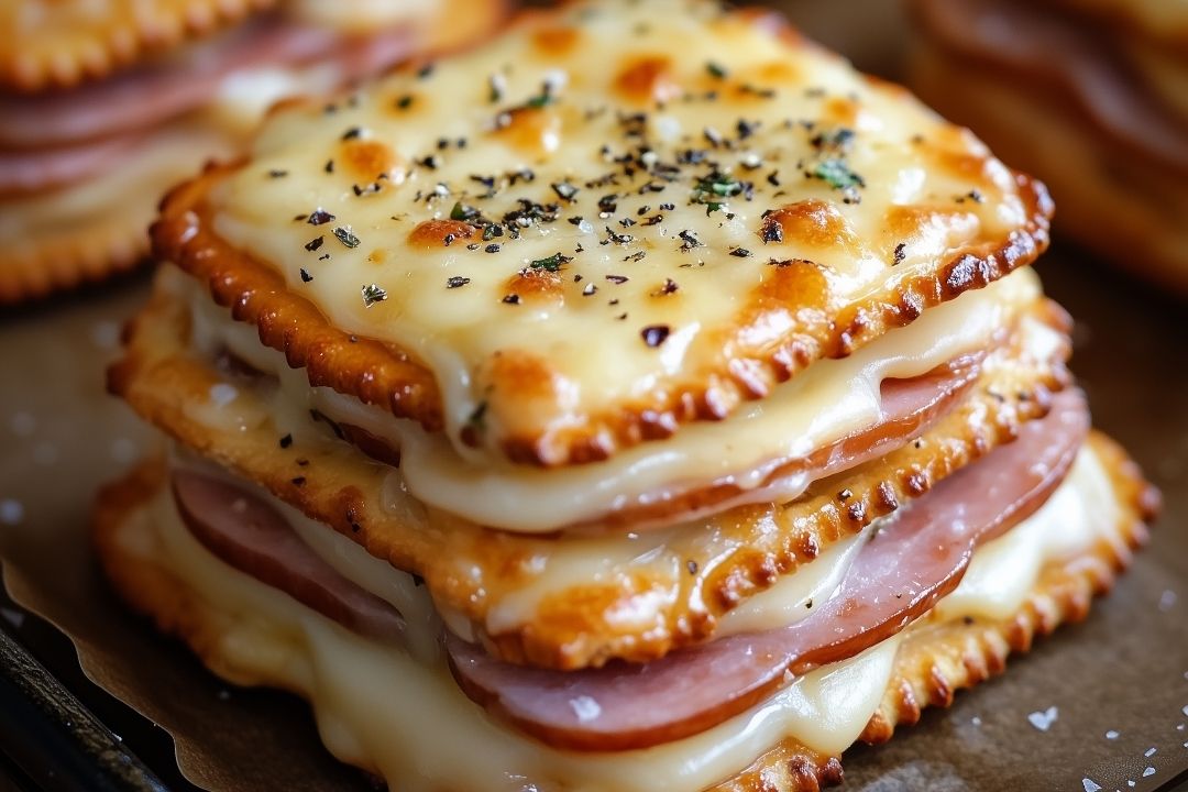 Looking for a quick and tasty snack that’s both simple to make and delicious? These Ham and Swiss Cracker Melts are the perfect solution. Made with buttery Ritz crackers, savory ham, and gooey Swiss cheese, these mini sandwiches are packed with flavor. Topped with a Dijon mustard and butter glaze and baked to perfection, they’re great for parties, gatherings, or a quick snack at home.