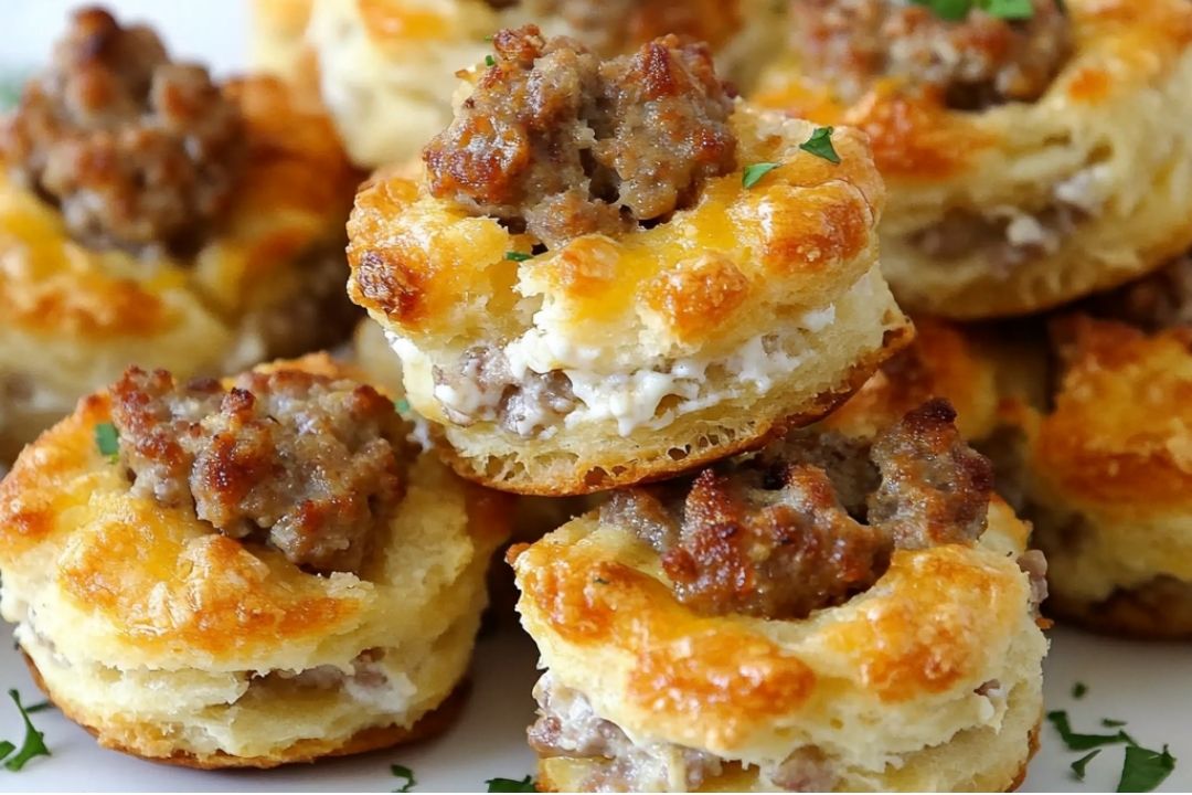 These savory Sausage and Cream Cheese Biscuit Bites are the perfect appetizer or party snack, combining flaky biscuits with a creamy sausage filling. They're easy to make and a guaranteed crowd-pleaser!