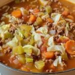 This hearty and flavorful cabbage soup is loaded with tender cabbage, ground beef, and vegetables, making it the perfect warm and comforting meal. Quick and easy to prepare, it’s a satisfying dish for any time of year.