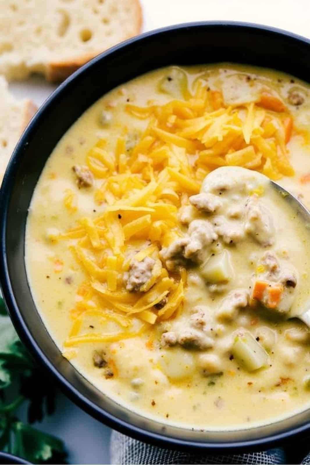 Cheesy Hamburger Potato Soup Recipe