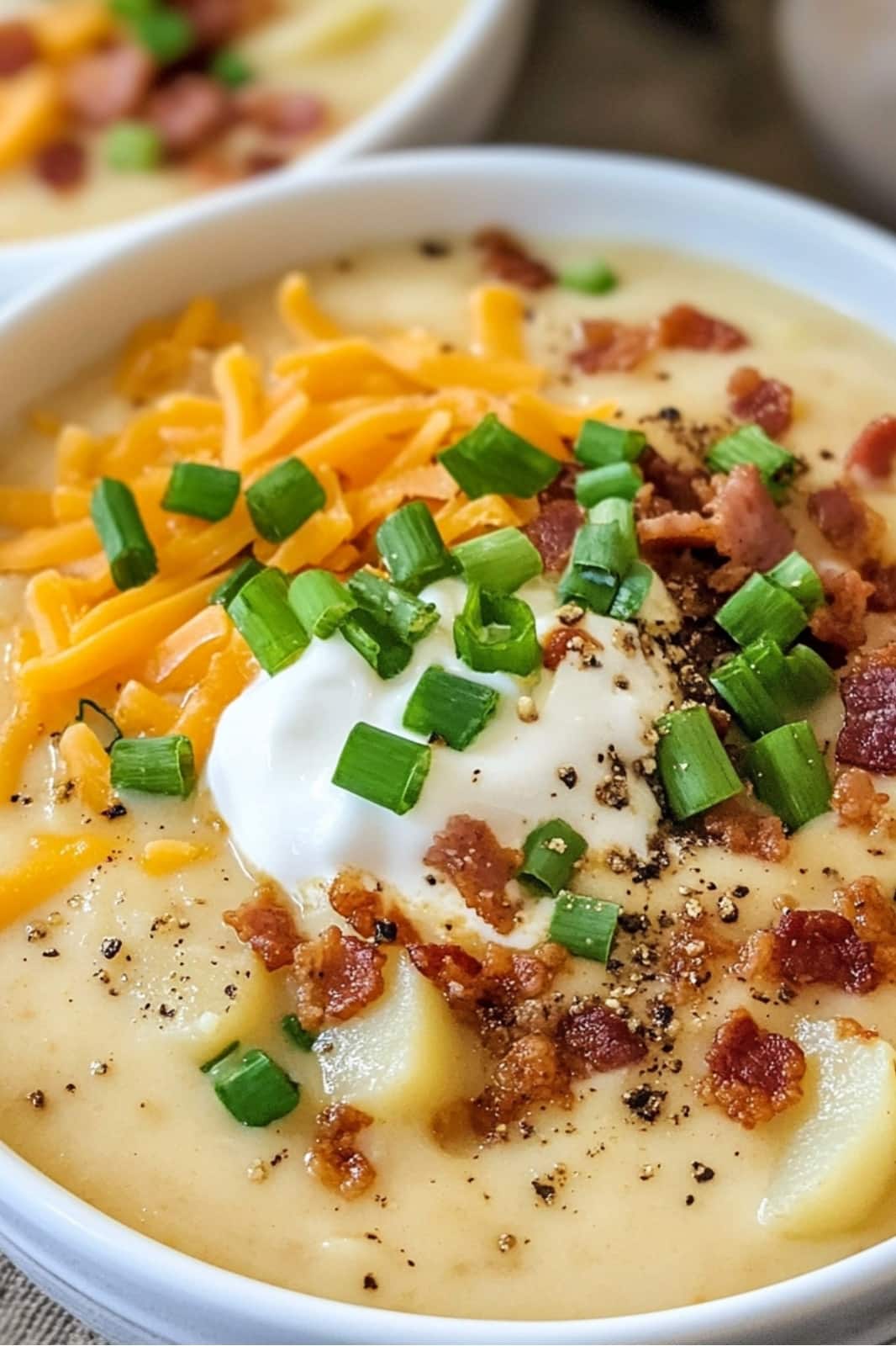 This Best Creamy Potato Soup recipe is rich and comforting! Made with bacon, gold potatoes, and a creamy broth, it's the perfect dish for a cozy night in. Ready in just 30 minutes!