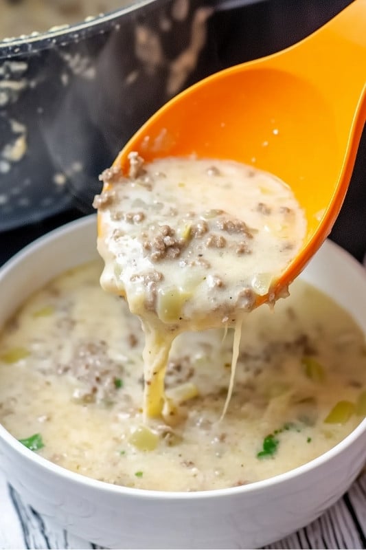 Cheesy Hamburger Potato Soup Recipe