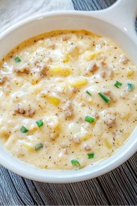 Cheesy Hamburger Potato Soup Recipe