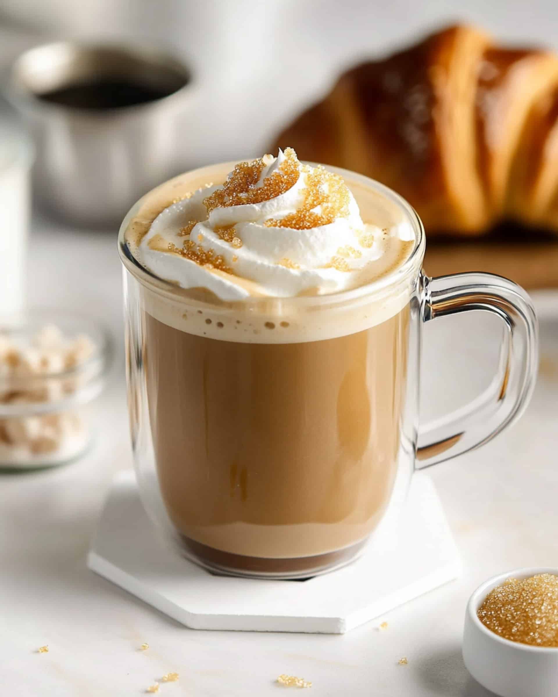 Make an Easy Homemade Vanilla Latte in just 5 minutes! This creamy latte with homemade vanilla syrup is perfect for mornings or a cozy treat at home.