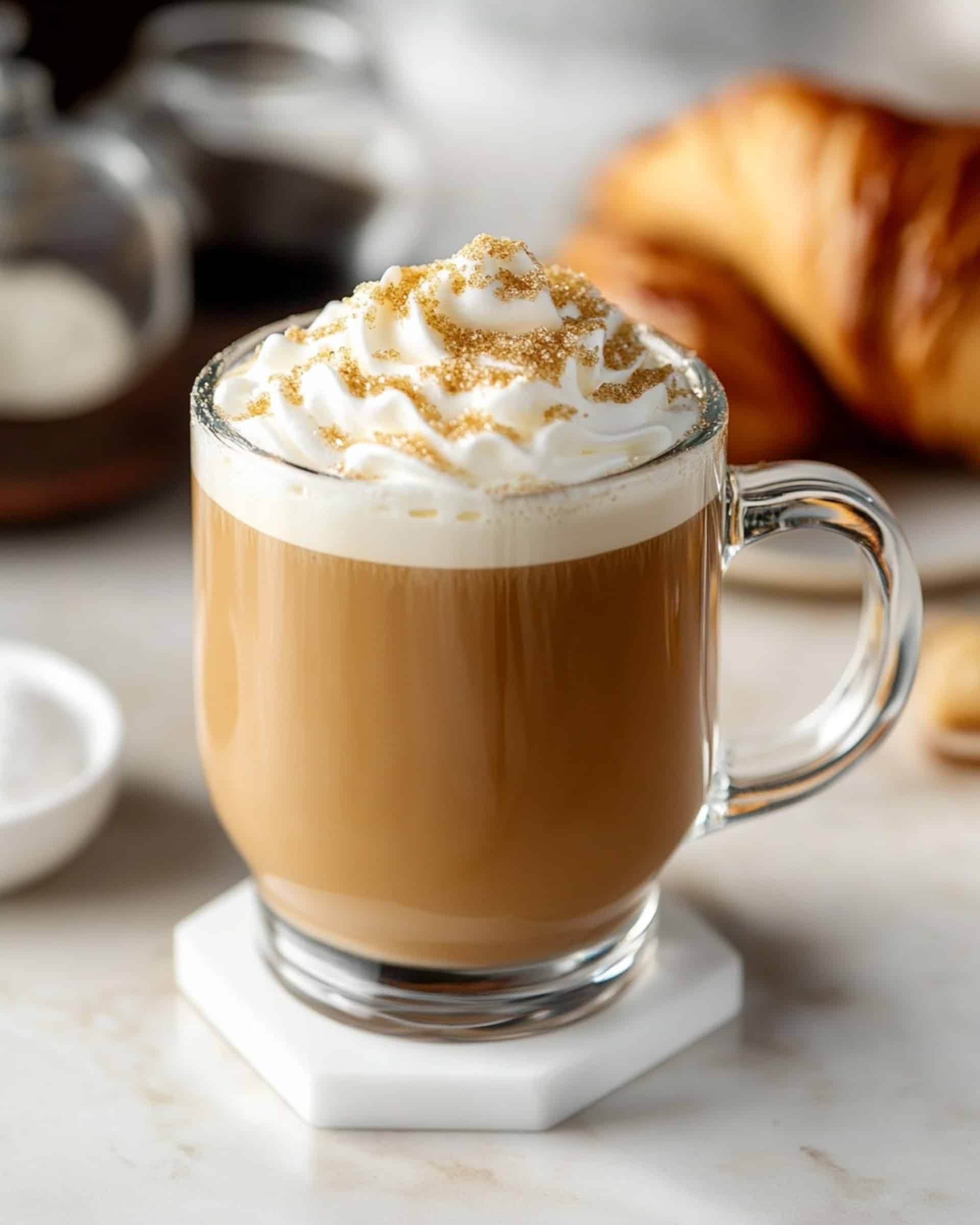 Make an Easy Homemade Vanilla Latte in just 5 minutes! This creamy latte with homemade vanilla syrup is perfect for mornings or a cozy treat at home.