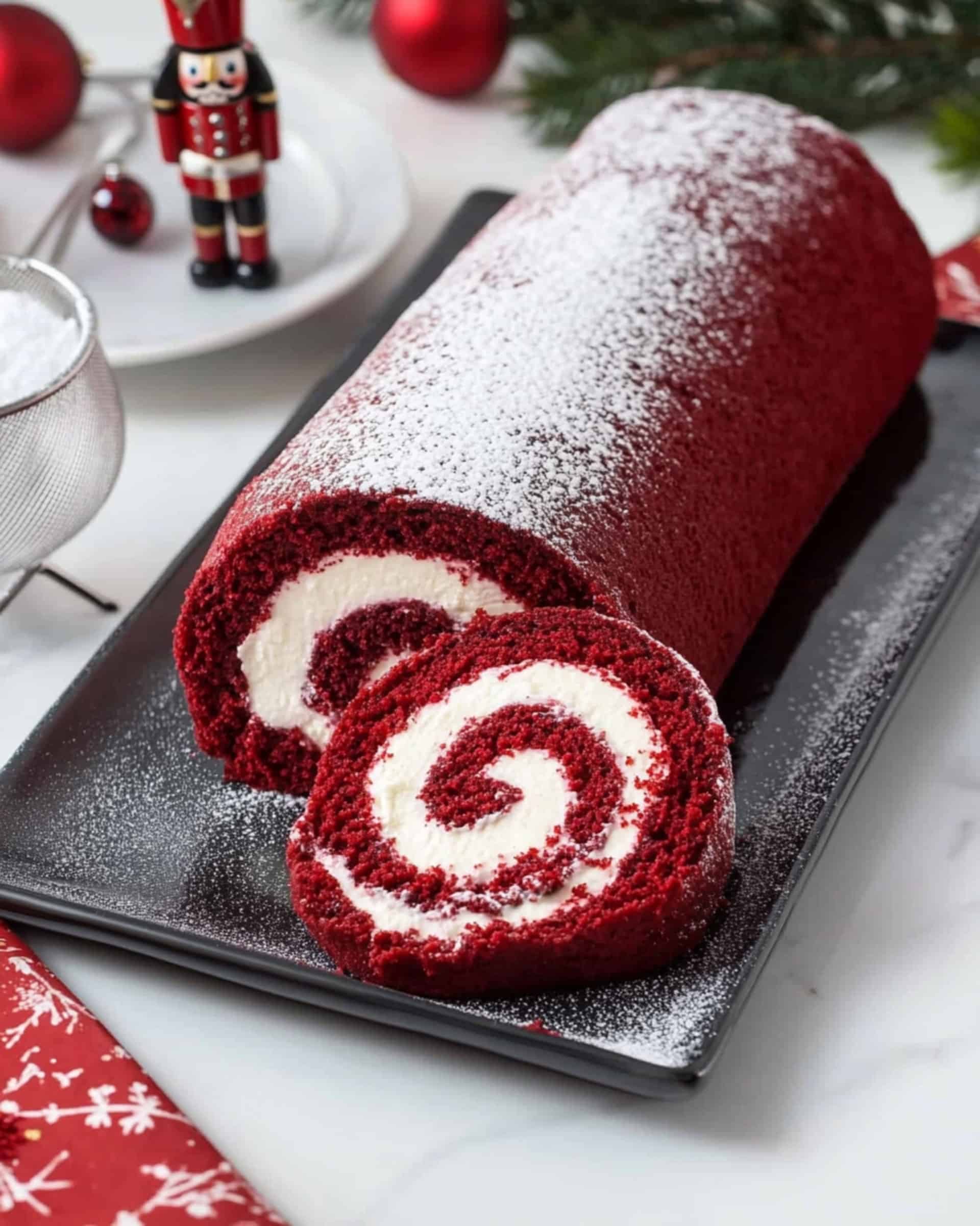 Christmas Red Velvet Cake Roll Recipe