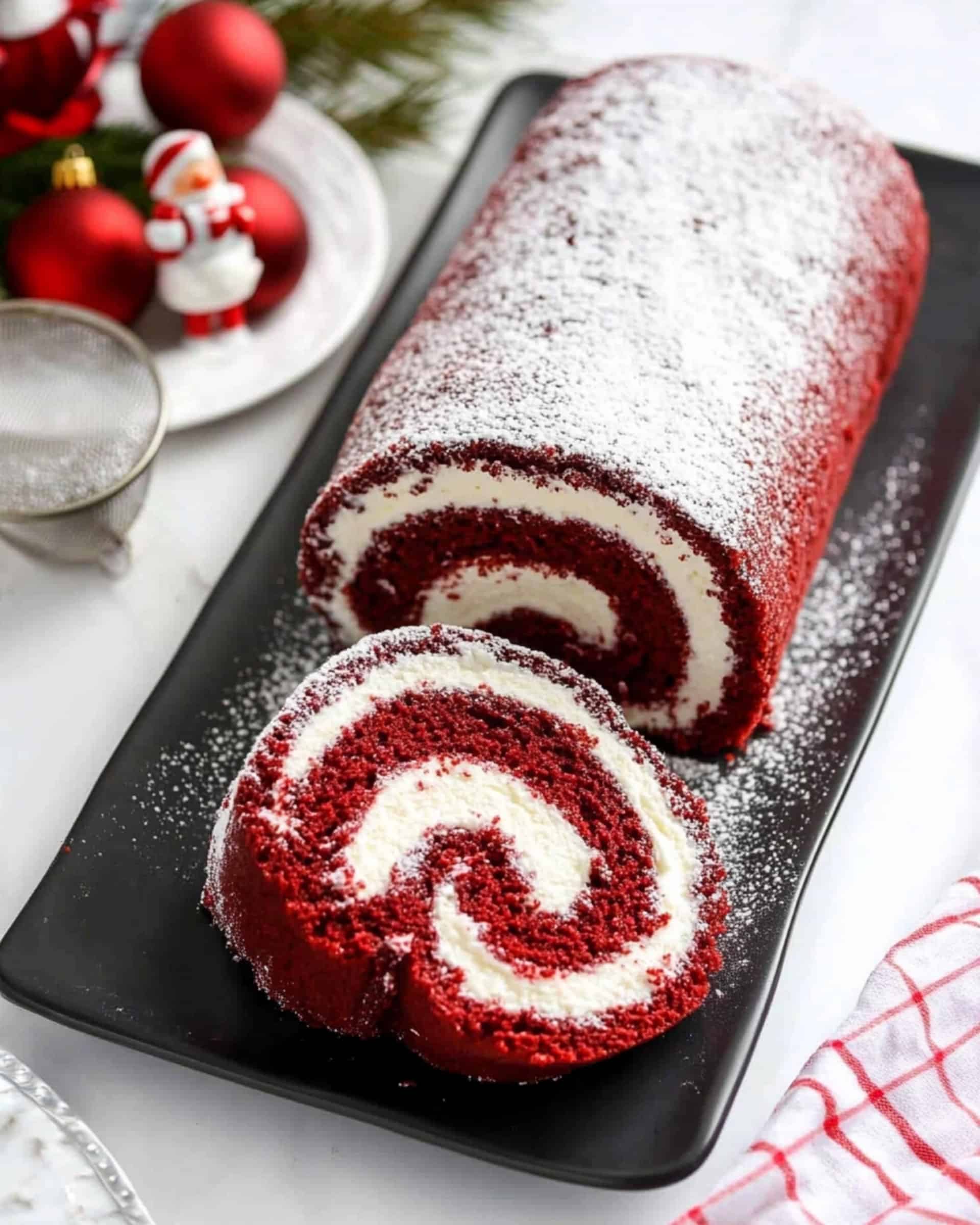 Christmas Red Velvet Cake Roll Recipe