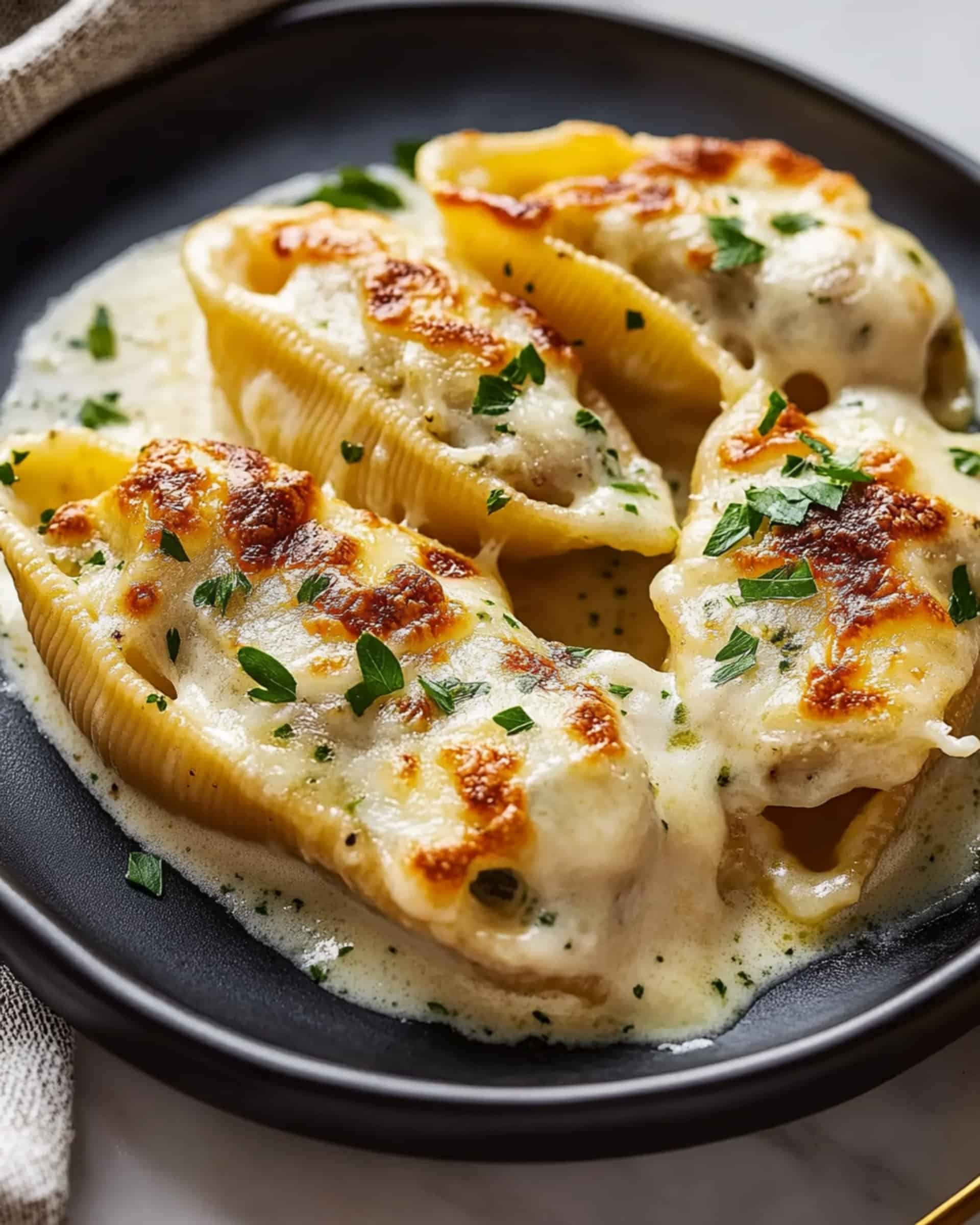 Garlic Parmesan Chicken Alfredo Stuffed Shells Recipe