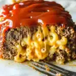 Mac & Cheese Stuffed Honey Barbecue Meatloaf Recipe