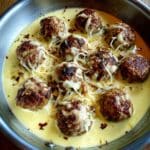 French Onion Meatballs with Gruyere and Baguette Slices Recipe