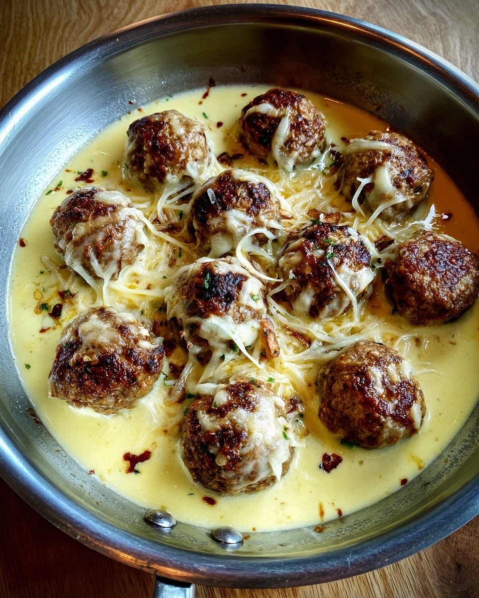 French Onion Meatballs with Gruyere and Baguette Slices Recipe