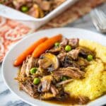 Slow Cooker or Instant Pot Pot Roast with Carrots, Mushrooms, and Peas Recipe