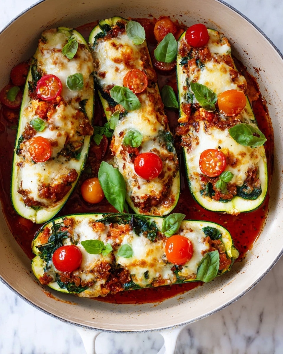 Cheesy Stuffed Zucchini Boats Recipe 6 Cheesy Stuffed Zucchini Boats Recipe - Recipe Image