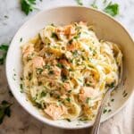 Salmon Pasta with Mixed Greens Recipe