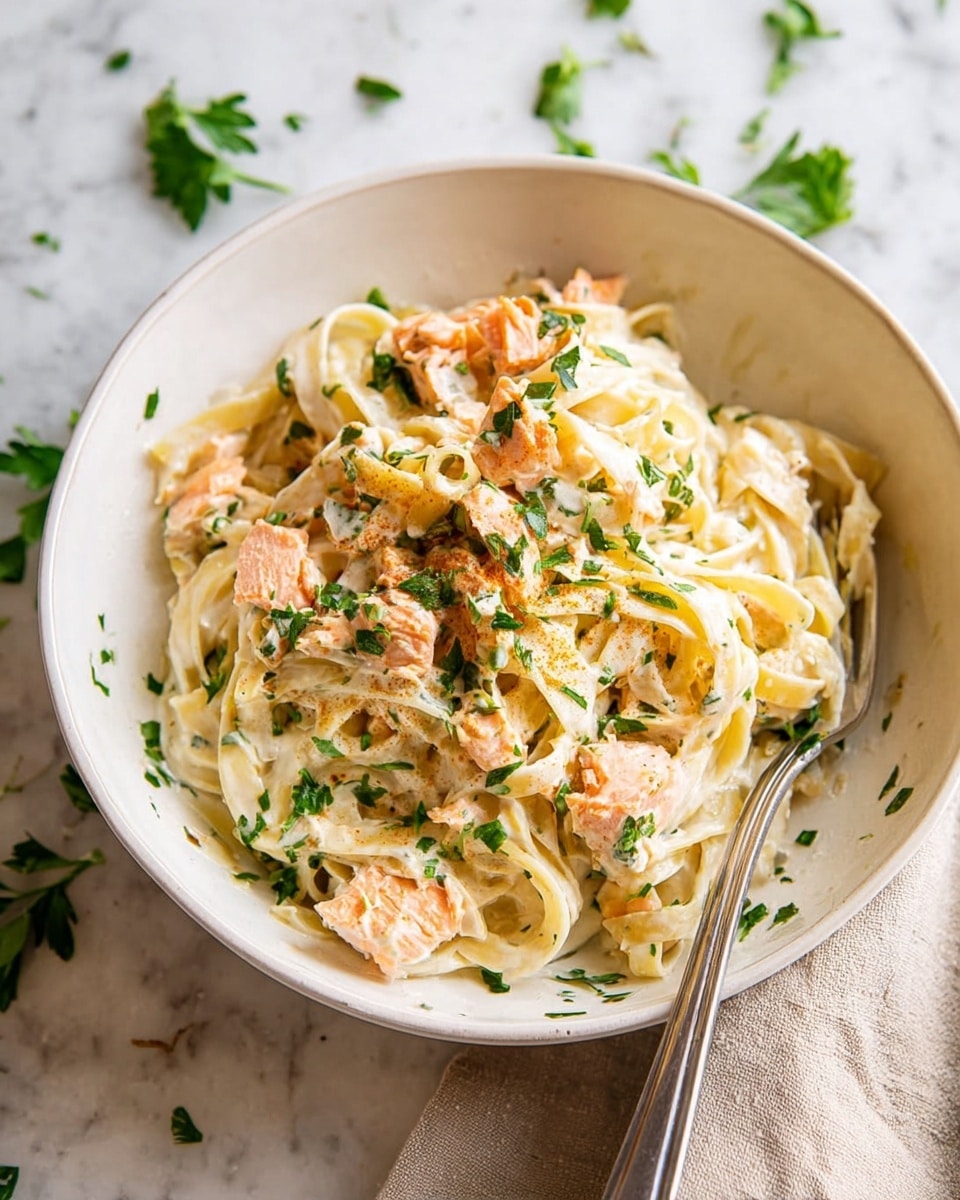 Salmon Pasta with Mixed Greens Recipe