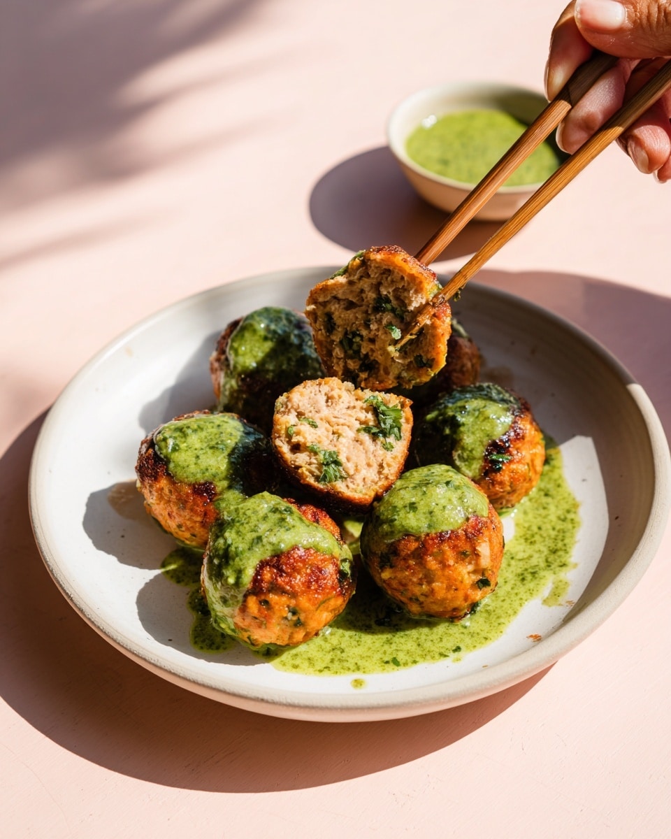 Healthy Baked Salmon Meatballs with Green Goddess Recipe 6 Healthy Baked Salmon Meatballs with Green Goddess Recipe - Recipe Image