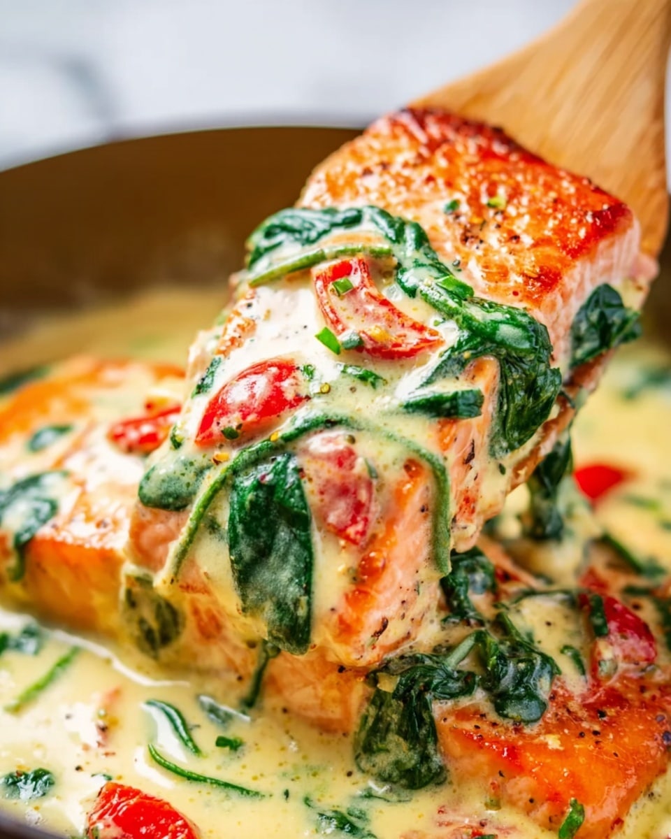 Salmon in Roasted Pepper Spinach Sauce Recipe 4 Salmon in Roasted Pepper Spinach Sauce Recipe