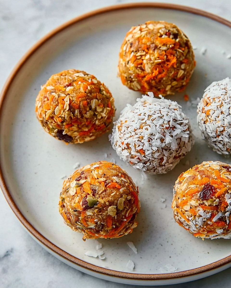 A woman's hand is holding a small round snack between the thumb and index finger. The snack has a textured outer layer made of shredded white coconut and small oat pieces, with an orange layer underneath showing through. On top of the snack is a dollop of white cream and a smooth, light brown spread. The background is a simple light grey. photo taken with an iphone --ar 4:5 --v 7