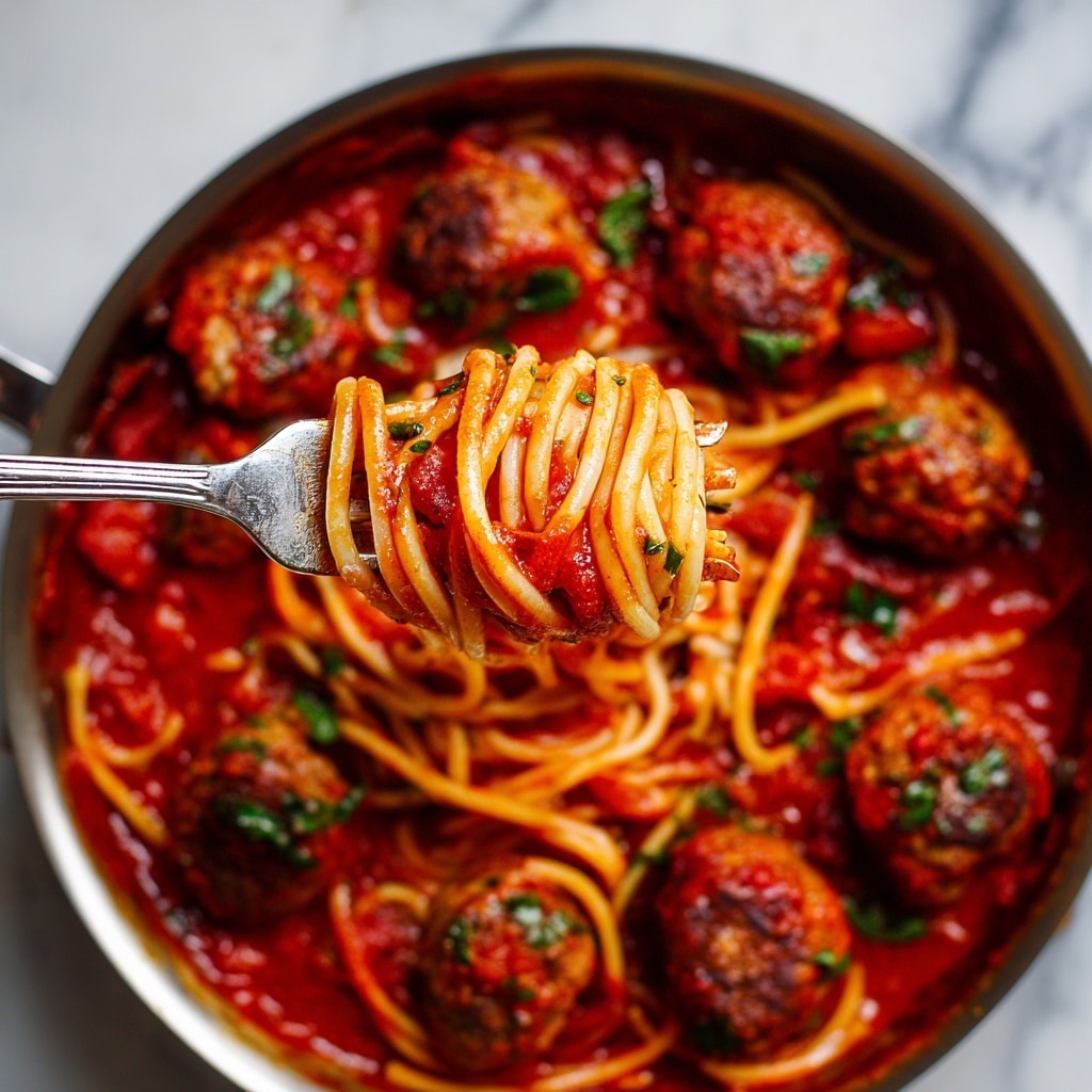 Creamy Tomato Spaghetti with Meatballs Recipe - Recipe Image