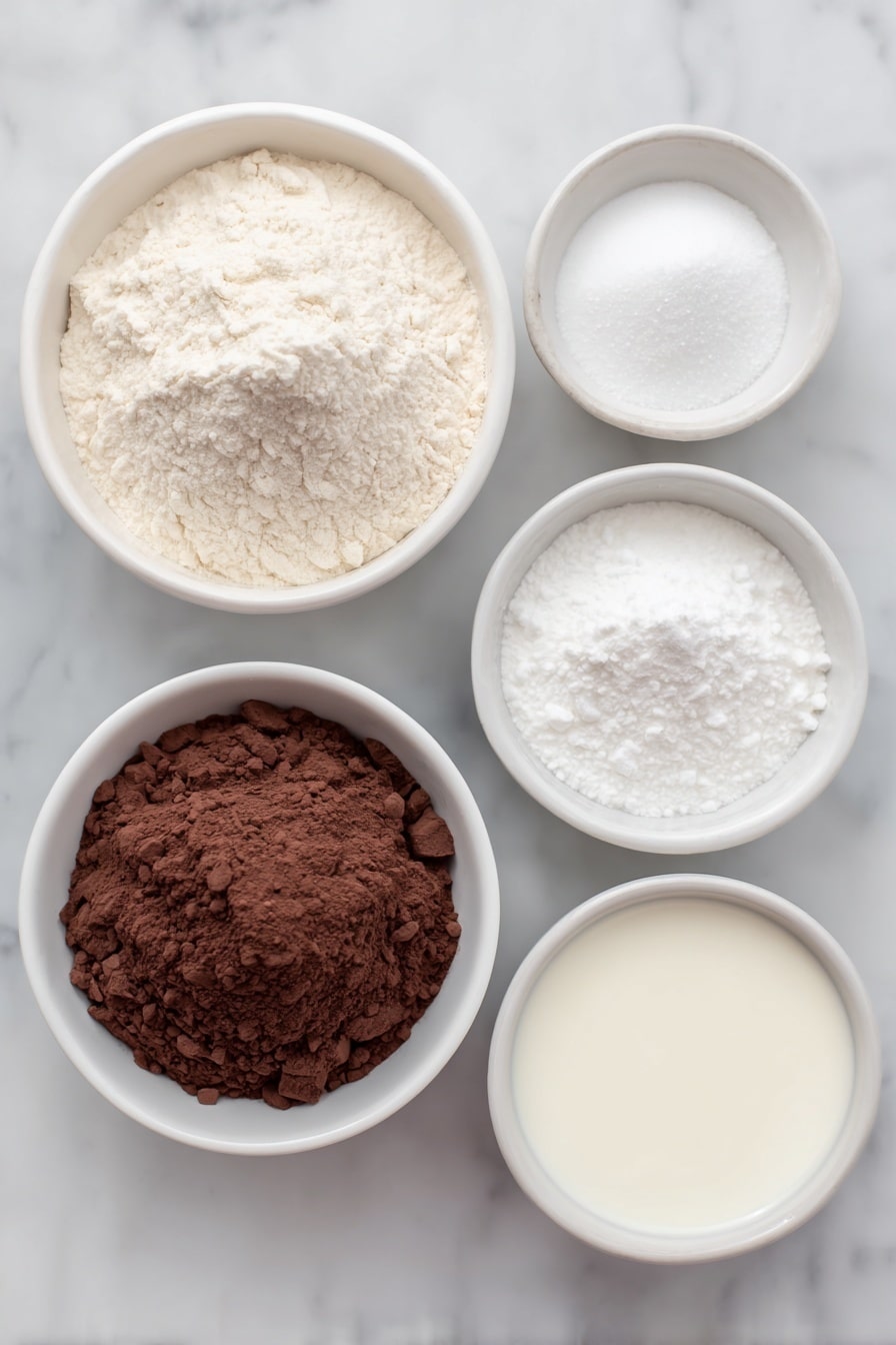 Flat lay of a small pile of chopped bittersweet and unsweetened chocolate pieces, a dollop of fluffy white marshmallow creme on a white ceramic plate, a small white bowl filled with rich dark espresso powder, a small white bowl of smooth golden melted unsalted butter, a small white bowl of thick pale sweetened condensed milk, a small white bowl of creamy white whipping cream, a whole uncracked brown egg, and a tiny white dish holding clear vanilla extract placed perfectly symmetrical and balanced on a clean white marble surface, soft natural light, photo taken with an iPhone, professional food photography style, fresh ingredients, white ceramic bowls, no bottles, no duplicates, no utensils, no packaging --ar 2:3 --v 7 --p m7354615311229779997 - Mocha Fudge, Mocha Fudge Recipe, Chocolate Coffee Fudge, Coffee-infused Fudge, Easy Mocha Fudge