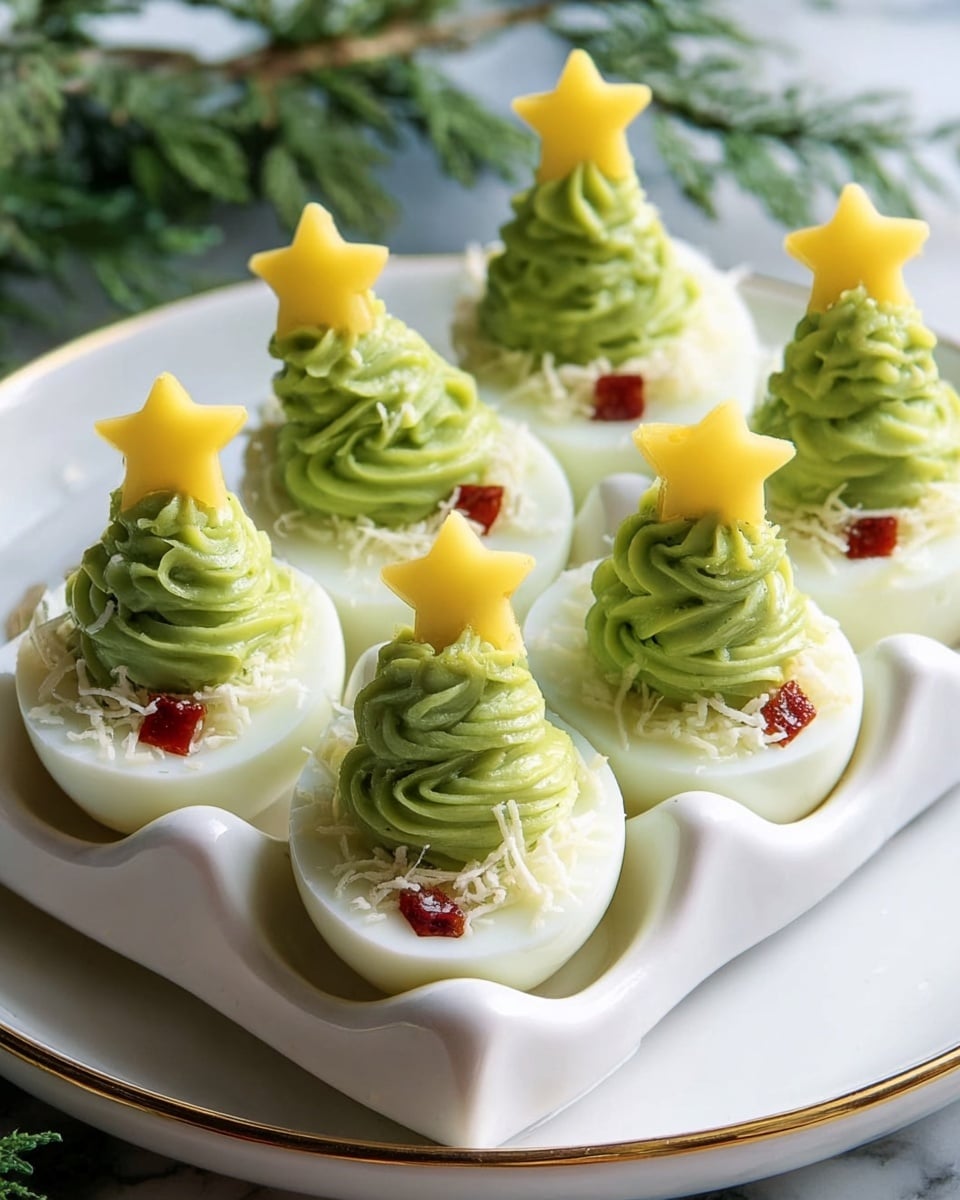 Christmas Tree Avocado Deviled Eggs Recipe