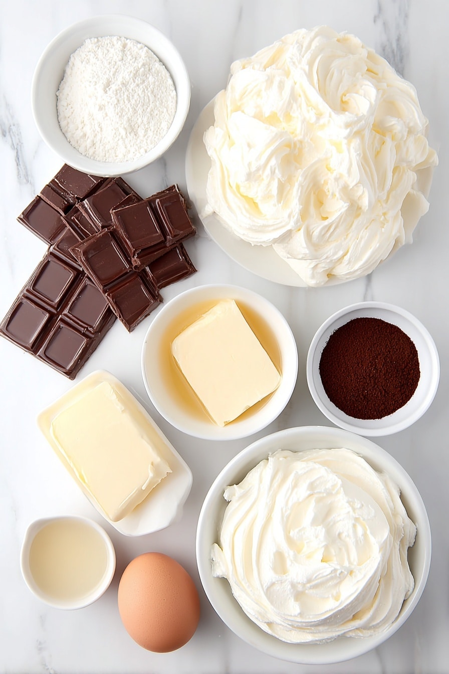 Flat lay of a small mound of pale beige malted milk powder, a small white bowl filled with fine white powdered sugar, a small white bowl of rich dark brown cocoa powder, a tiny white bowl containing fine white salt, a small white bowl with fresh whole milk, and a small white bowl holding clear vanilla extract placed in perfect symmetry on a clean white marble surface, soft natural light, photo taken with an iPhone, professional food photography style, fresh ingredients, white ceramic bowls, no bottles, no duplicates, no utensils, no packaging --ar 2:3 --v 7 --p m7354615311229779997 - Malted Milk Balls, Malted Milk Balls Recipe, Homemade Malted Candy, Easy Malted Chocolate Bites, Nostalgic Candy Treats