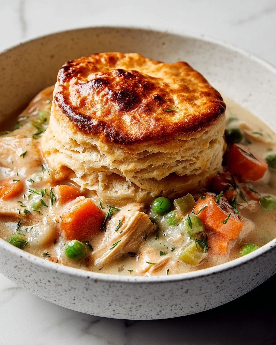 Chicken Pot Pie Casserole with Biscuits Recipe