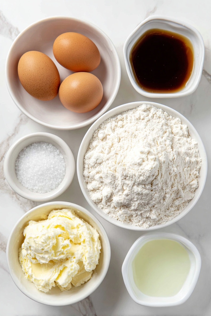 Homemade Soft Pretzels Recipe 7 Flat lay of a small mound of golden active dry yeast granules, a small white bowl filled with glossy light amber barley malt syrup, a small white bowl with clear warm water, a tall pile of fine all-purpose flour, a small heap of fine sea salt crystals, a small white bowl containing coarse pretzel salt, and a few smooth whole brown eggs with clean uncracked shells, all arranged in perfect symmetry on simple white ceramic bowls and dishes, placed on a clean white marble surface, soft natural light, photo taken with an iPhone, professional food photography style, fresh ingredients, white ceramic bowls, no bottles, no duplicates, no utensils, no packaging --ar 2:3 --v 7 --p m7354615311229779997 - Homemade Soft Pretzels, soft pretzels recipe, easy pretzels, DIY pretzels, soft pretzels from scratch