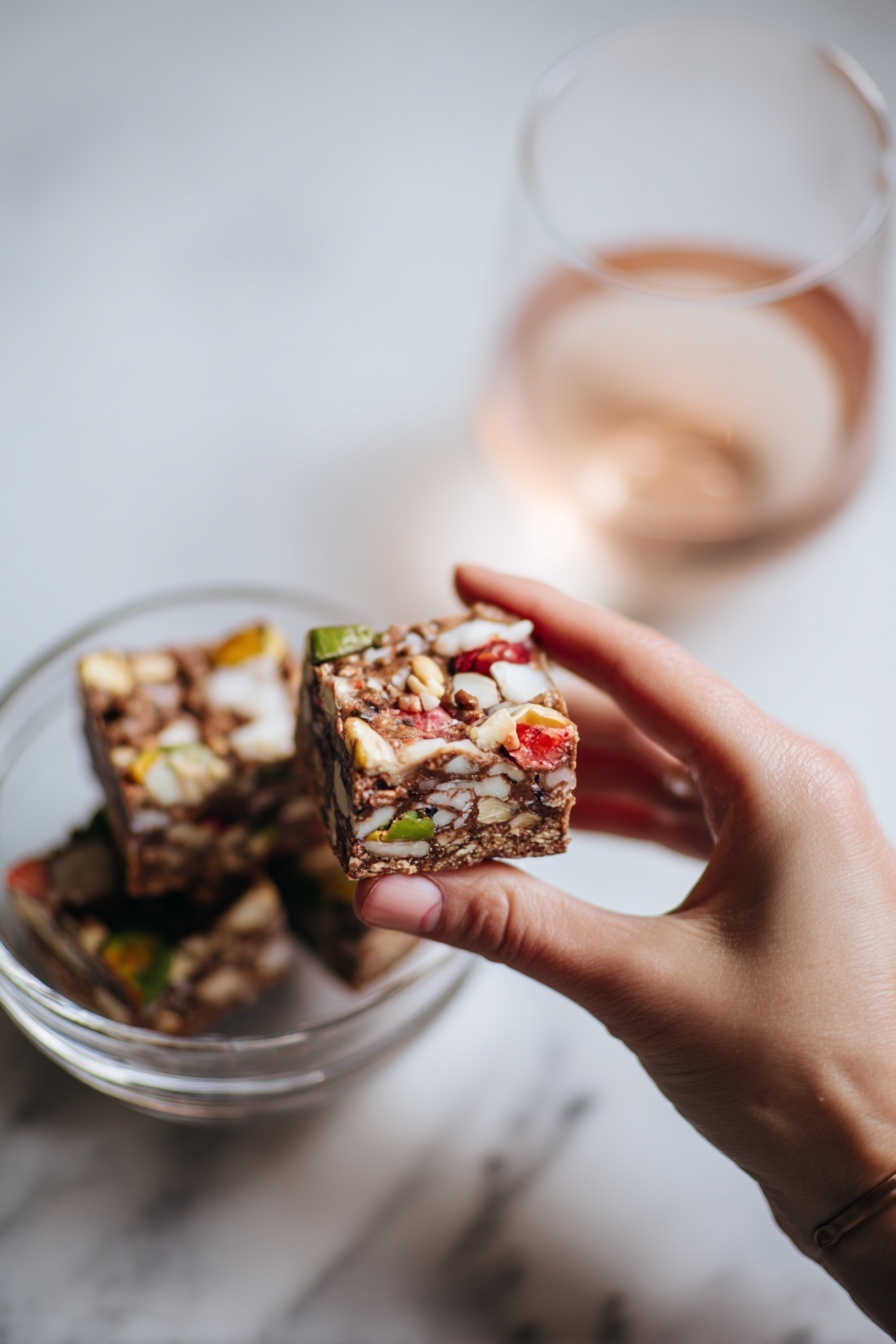 Church Window Cookies Recipe 8 The image shows a round dessert with a rich dark brown chocolate base that has a smooth texture. On the chocolate surface, there are many irregular, soft pastel-colored pieces embedded throughout, in green, light yellow, pink, and orange shades, creating a mosaic effect. Around the edge of the dessert, there are white shredded coconut flakes adding a rough texture border. The dessert is placed directly on a white marbled surface, which provides a clean and bright background. Photo taken with an iphone --ar 2:3 --v 7 - Church Window Cookies, colorful no-bake cookies, easy holiday treats, chocolate marshmallow cookies, festive dessert recipes