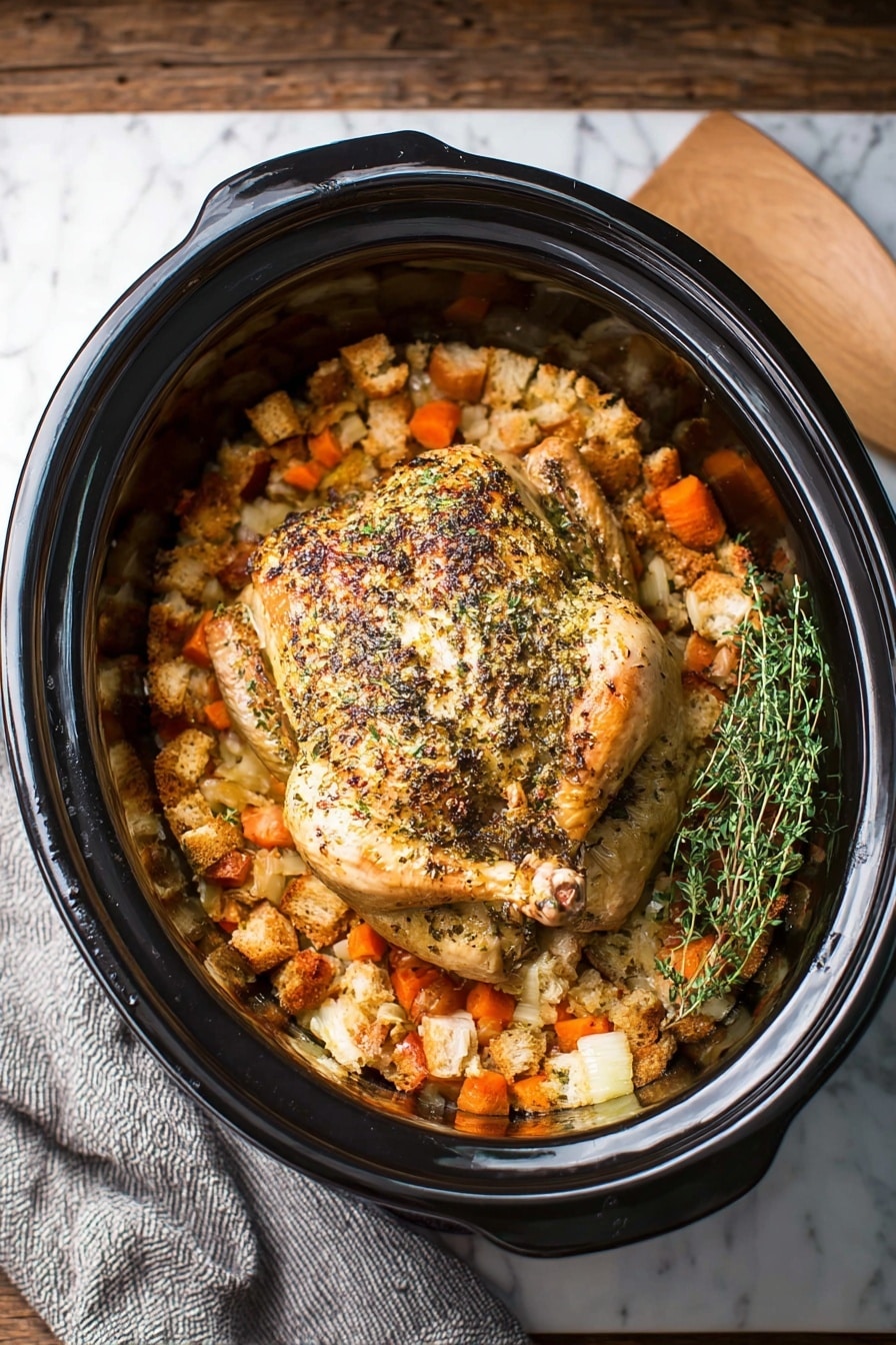 Slow Cooker Whole Chicken with Stuffing Recipe