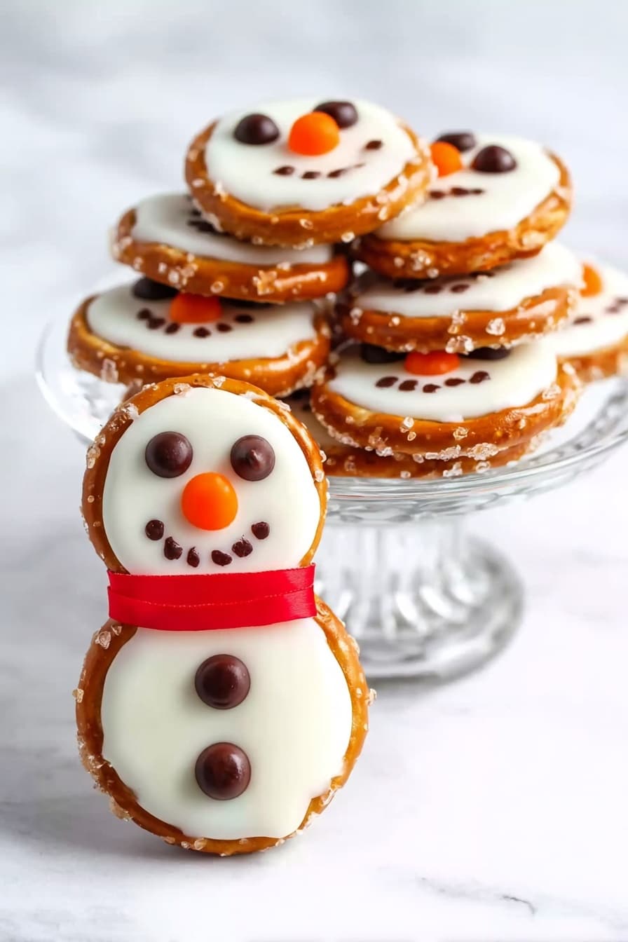 Frosty Snowman Pretzels Recipe