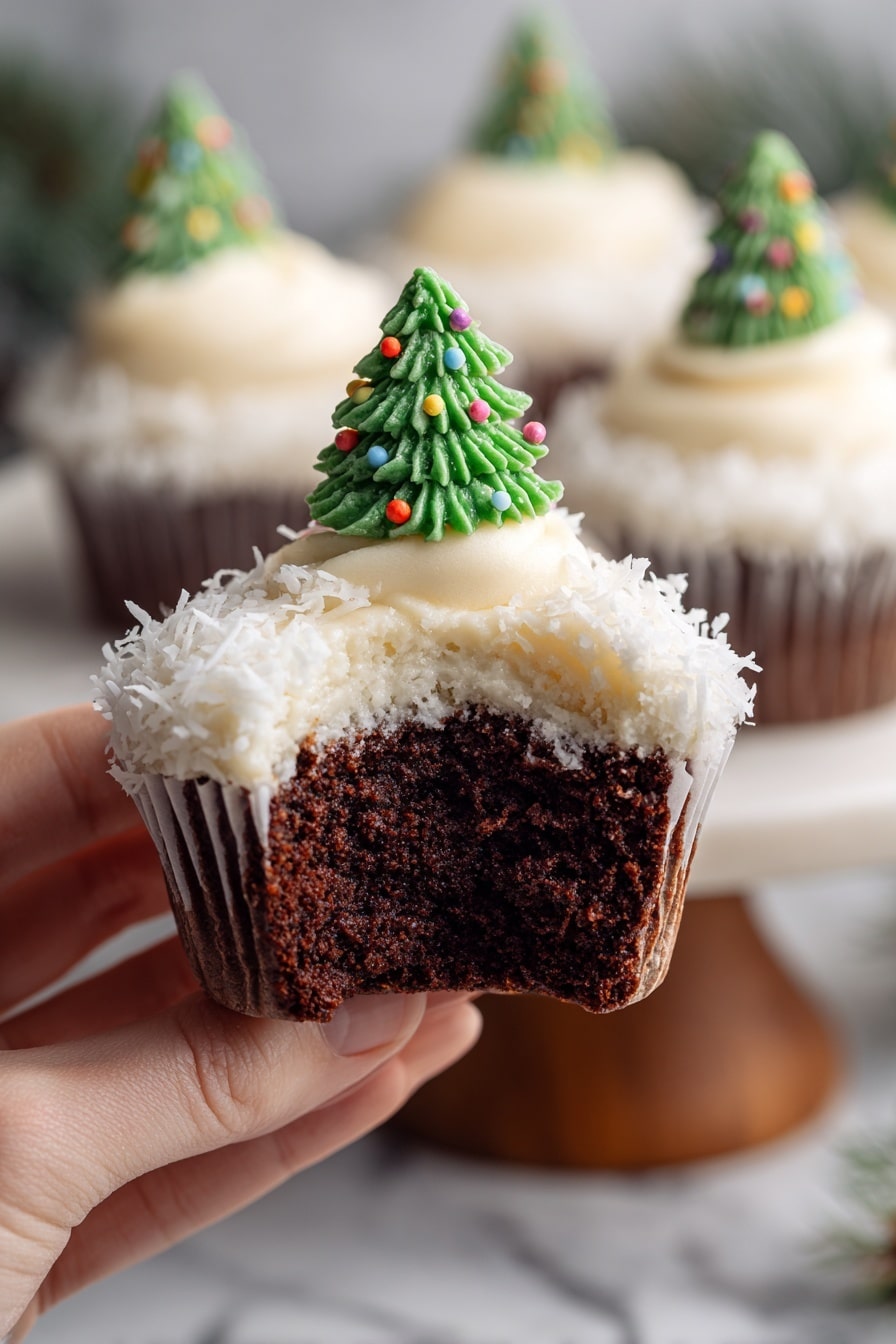 Chocolate Christmas Tree Cupcakes Recipe - Serving