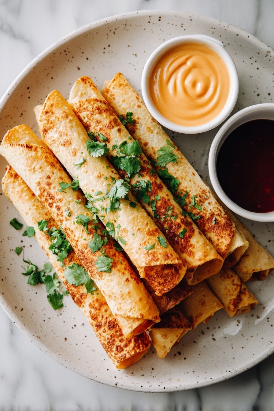 Baked Chicken Taquitos with Sriracha Cream Recipe