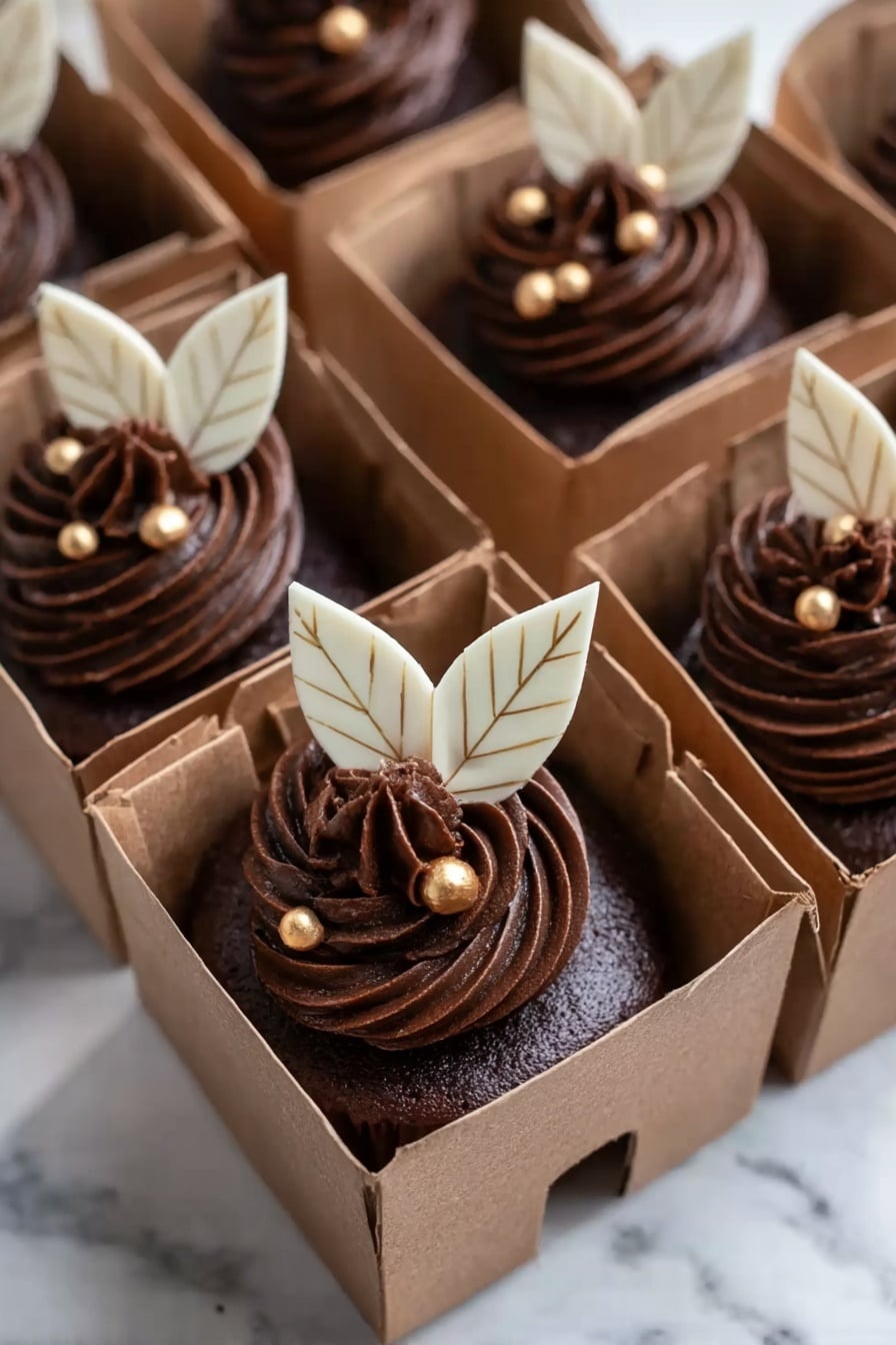 Autumn Chocolate Cupcakes with Gold Accents Recipe