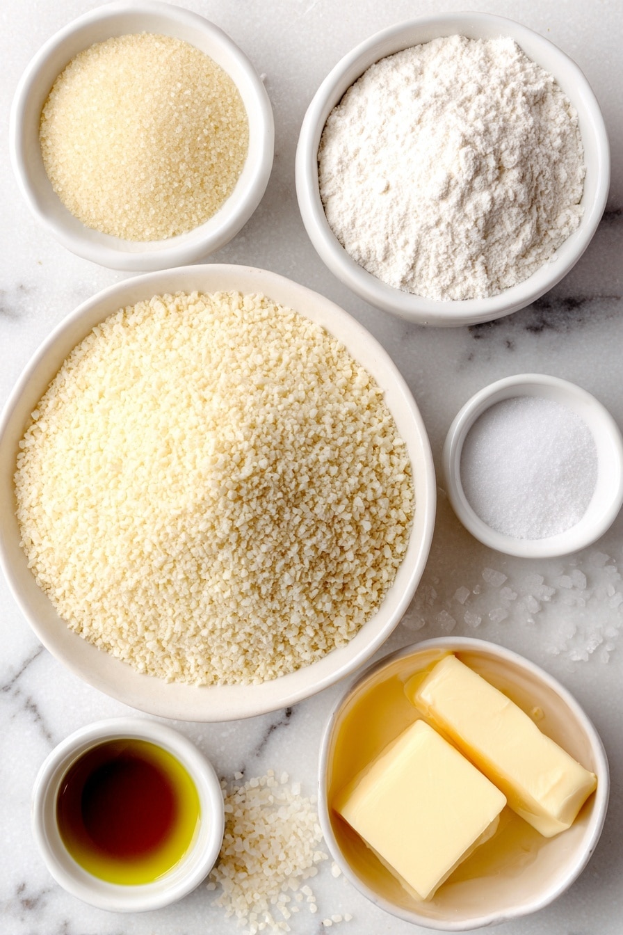 Homemade Soft Pretzels Recipe 7 Flat lay of active dry yeast granules spilling slightly from a small heap, a small white ceramic bowl with fine white granulated sugar, a small white ceramic bowl filled with warm water, a mound of all-purpose flour with a slight dusting around it, a few coarse kosher salt crystals scattered nearby, a small white ceramic bowl holding golden vegetable oil, a small white ceramic bowl containing clear water, a small white ceramic bowl with white baking soda powder, a few large coarse salt crystals for sprinkling, and a small white ceramic bowl with melted golden butter, all arranged symmetrically and balanced, placed on a clean white marble surface, soft natural light, photo taken with an iPhone, professional food photography style, fresh ingredients, white ceramic bowls, no bottles, no duplicates, no utensils, no packaging --ar 2:3 --v 7 --p m7354615311229779997 - Homemade Soft Pretzels, soft pretzels recipe, easy pretzel recipe, how to make soft pretzels, homemade pretzels at home