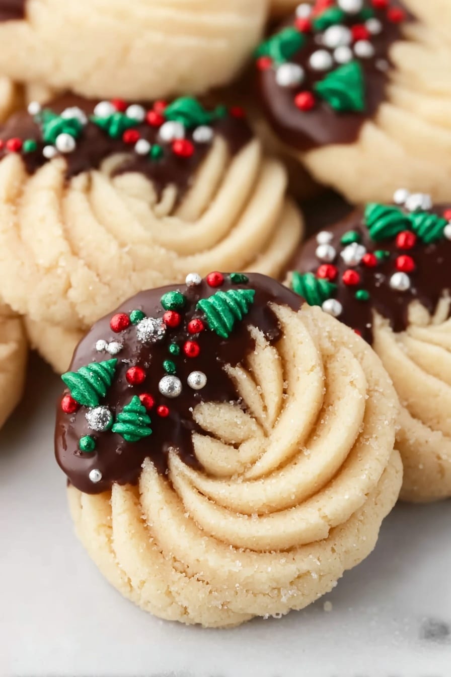 Buttery Swirl Cookies with Chocolate Dip Recipe