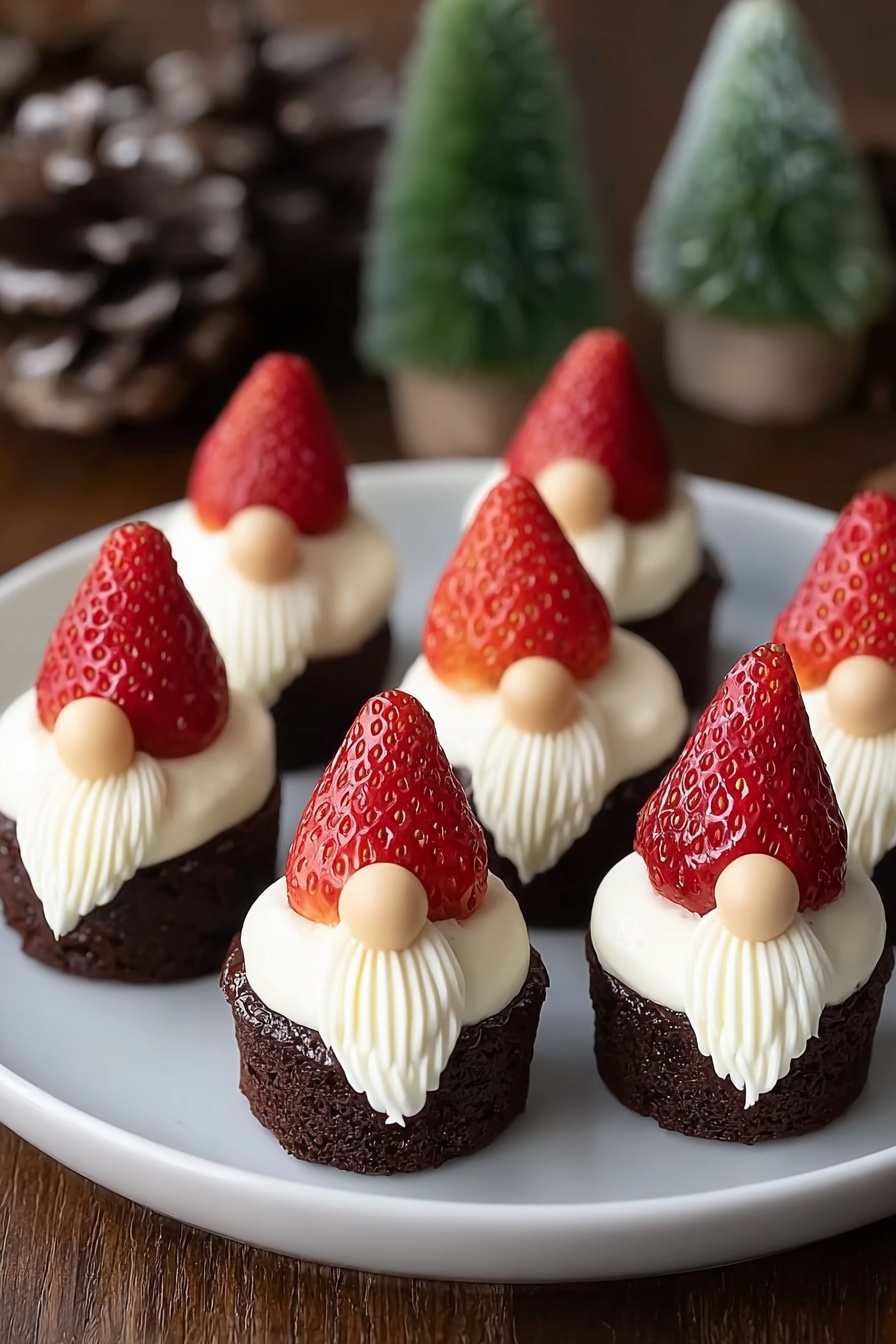 Chocolate Brownie Gnome Bites With Strawberries Recipe