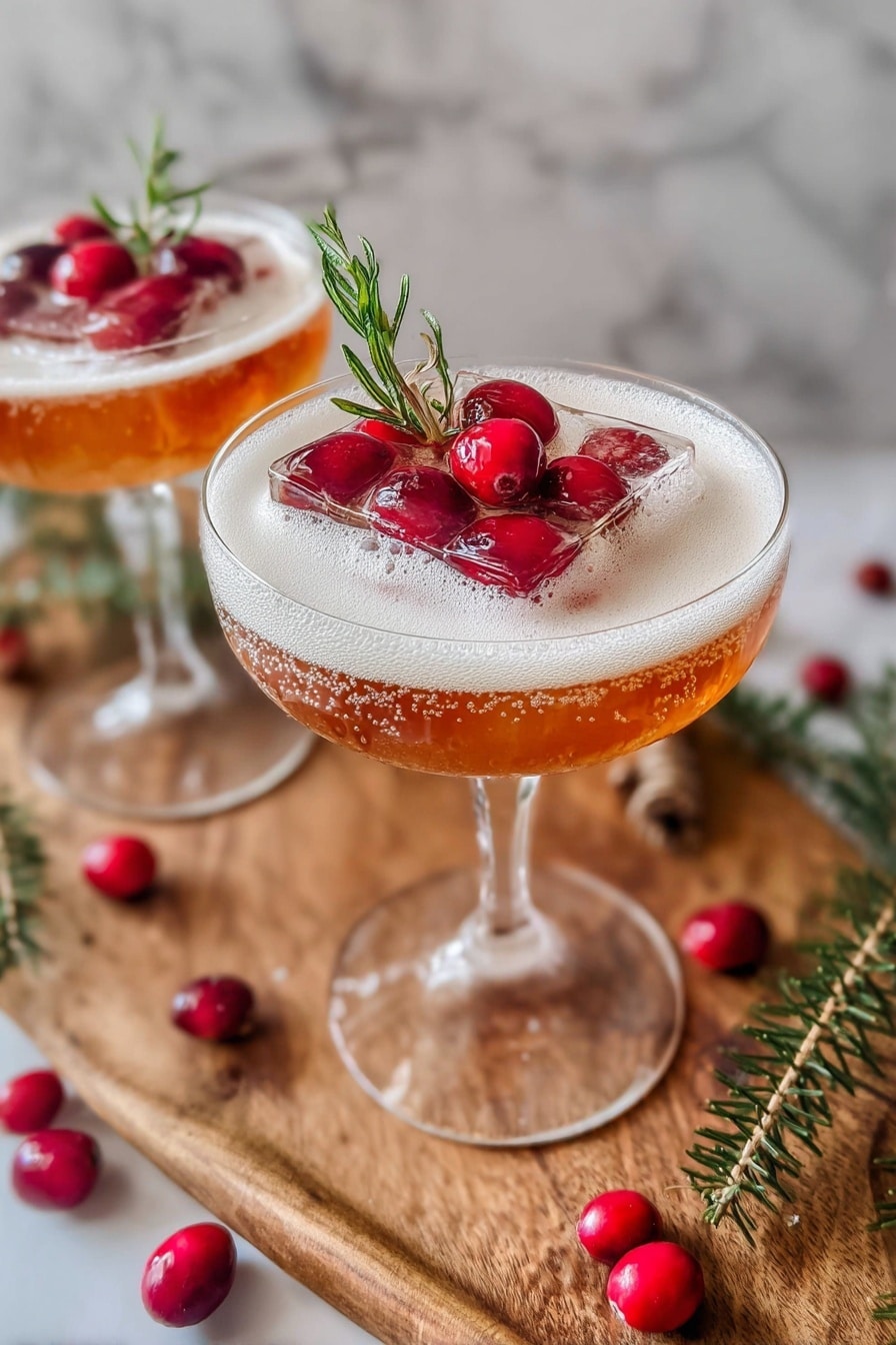 Cranberry Mistletoe Mimosas with Rosemary Recipe