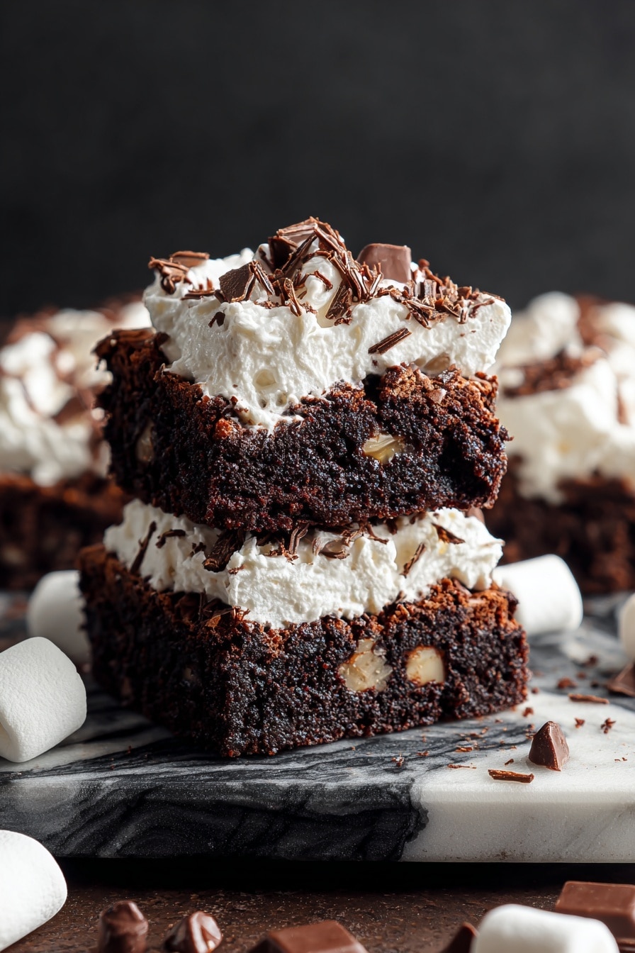 Hot Chocolate Brownies with Marshmallow Frosting Recipe