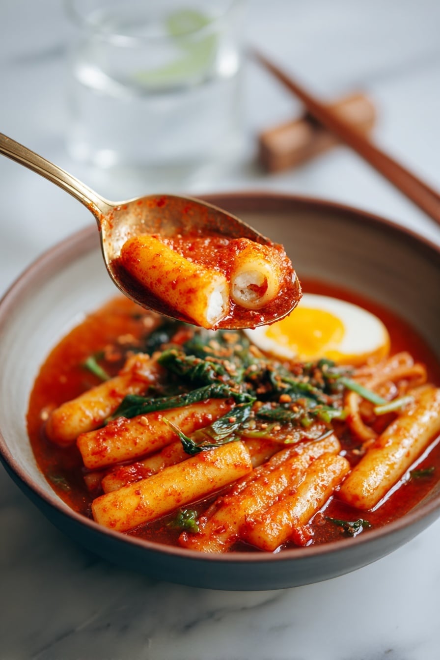 Spicy Tteokbokki Rice Cakes Recipe - Serving