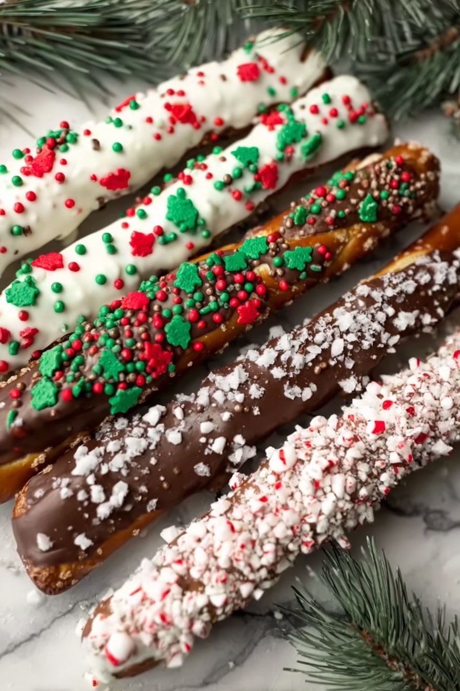 Festive Christmas Pretzel Rods Recipe