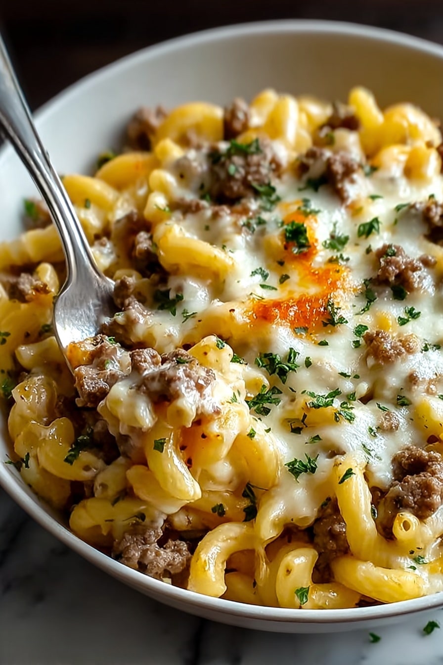 Loaded Cheeseburger Alfredo Pasta Recipe