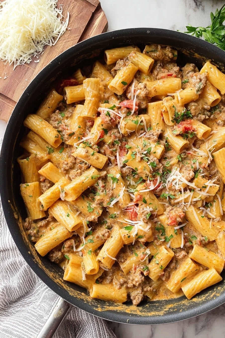 Creamy Parmesan Sausage Rigatoni Recipe