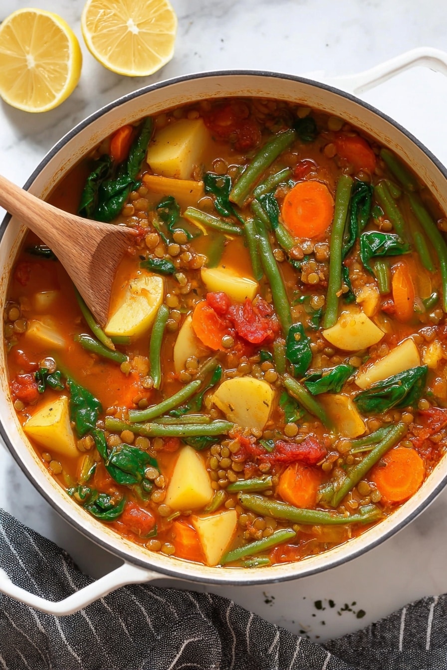 Vegan Lentil Soup with Greens and Potatoes Recipe