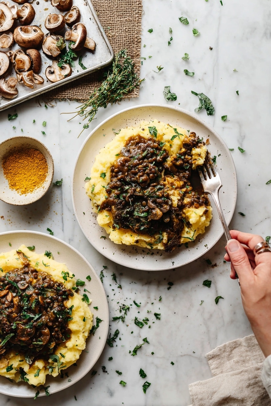 Mushroom Lentil Stew over Mashed Potatoes Recipe