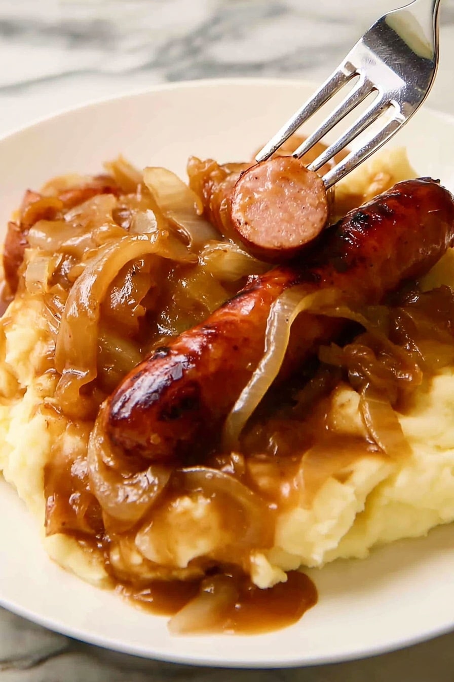 Stout Sausage and Mash with Onion Gravy Recipe