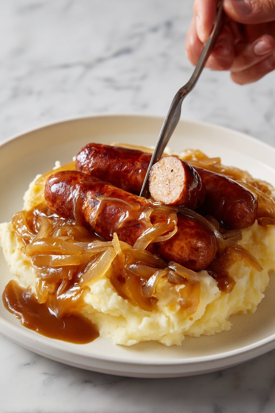Stout Sausage and Mash with Onion Gravy Recipe 8 Stout Sausage and Mash with Onion Gravy Recipe - Serving